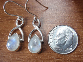 Moonstone Teardrop 925 Sterling Silver Dangle Wishbone Earrings - £12.22 GBP
