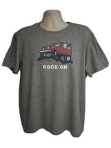 Life is Good Mens Gray Graphic T-Shirt Large Novelty Stretch Cotton Rock On - $29.69