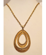 Crown Trifari Pendant Necklace Modernist Gold Tone 22 Inch Chain MCM 196... - $61.62 CAD
