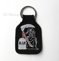 Grim Reaper R.I.P. Fear Cool Embroidered Key Chain Key Ring 1.75 X 2.75 Inches - £4.35 GBP