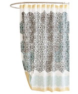 Anthropologie Kaleidoscope Patch Shower Curtain Charcoal Blue Yellow Whi... - £52.81 GBP