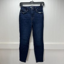 Good American Jeans 6 28 Good Legs Crossover Waist Skinny Blue Denim Dark EUC - £27.57 GBP