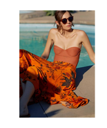 New Anthropologie Asymmetrical Midi Skirt  $170  SIZE 2  Orange Floral - £62.30 GBP