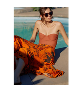 New Anthropologie Asymmetrical Midi Skirt  $170  SIZE 2  Orange Floral - £62.52 GBP