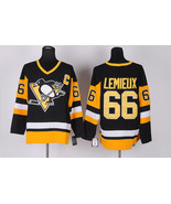 Penguins #66 Mario Lemieux Jersey Old Style Uniform Black - €42,53 EUR