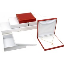 6 Red Faux Leather Necklace Pendant Box Jewelry Display - £38.29 GBP