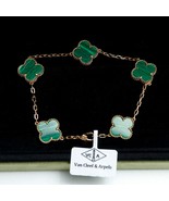 Four Leaf Clover Bracelet, VCA Bracelet, 14K Yellow Gold Plated, Double ... - $100.00