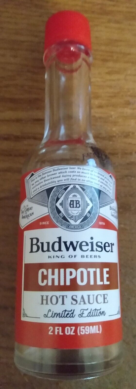 Empty Budweiser Chipotle Hot Sauce Bottle Limited Edition - $1.75