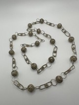 Vintage Handmade Silver Long Necklace 34&quot; - £23.37 GBP