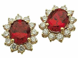 0.48ct Diamond 14k Yellow Gold Ruby Cute Wedding Earrings Halloween - £814.37 GBP