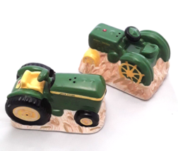 Salt Pepper Shakers John Deere Tractors Ceramic Farm Country Dinner Table - £7.63 GBP