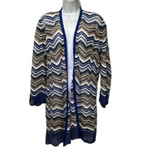 Chicos Travelers Collection Petite Zig-Zag Stripe Stitch Cardigan Sweater Size L - £19.36 GBP