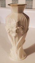 6&quot; Lenox Iris Bud Vase Ivory Porcelain Gold Rim - $19.35