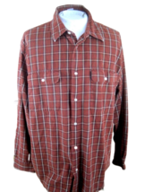 Men&#39;s Shirt PLAID long sleeve pit to pit 29 OLD NAVY heavy cotton rust-brown-red - £13.48 GBP