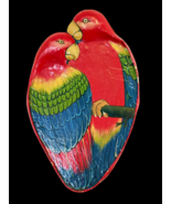 Parrot Tray Wall Plaque Paper Mache 2 Birds Hand-painted 27 Inch Thailan... - £45.63 GBP