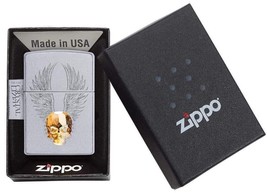 Zippo Windproof Engraved Gold Crystal Skull Emblem Lighter - $42.70