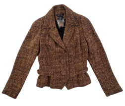 Boston Proper Women&#39;s Tweed Blazer Size 6 Lined Wool Blend Button Accents - £3.97 GBP