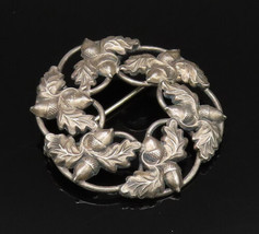DANECRAFT 925 Silver - Vintage Antique Open Acorn Leaf Vine Brooch Pin -... - $75.18