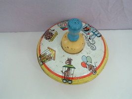 Vintage Pressed Steel Metal OHIO ART Toy Spinning Top Circus Train Design 5.25&quot; - £15.58 GBP