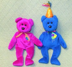Ty B EAN Ie Babies Happy Birthday 1999 And Millennium Teddy Bear Plush Toy Set - $11.34