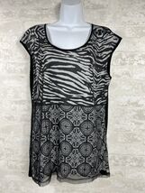 Edista Tank Top Zebra Print Sleeveless Blouse Casual Top XL Black Beige - €17,13 EUR