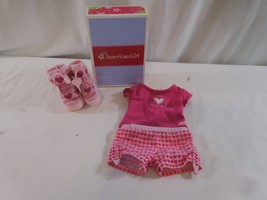 American Girl Sweetheart PJs Pajamas Top Shorts and Boots Slippers with Box - £17.46 GBP