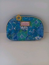 Make Up Bag Estee Lauder Blue White Floral Gold Accents Lilly Pulitzer - $117.62 MXN