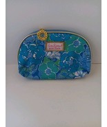 Make Up Bag Estee Lauder Blue White Floral Gold Accents Lilly Pulitzer - $118.30 MXN