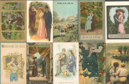 Romance ~ Lot De 10 ~1910s Carte Postale Plus Avec Messages &amp; Peu De Posté - £12.06 GBP