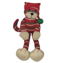 World Market Plush Teddy Bear Monkey Stuffed Animal Striped Knit Christmas 2006 - £10.80 GBP