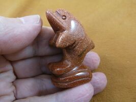 Y-DOL-JU-567 orange Golodstone DOLPHIN JUMPING Porpoise gemstone  statue... - $15.79