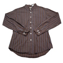 BKE Shirt Mens Medium Brown Blue Workwear Office Contour Uniform Button Up Dress - $18.69