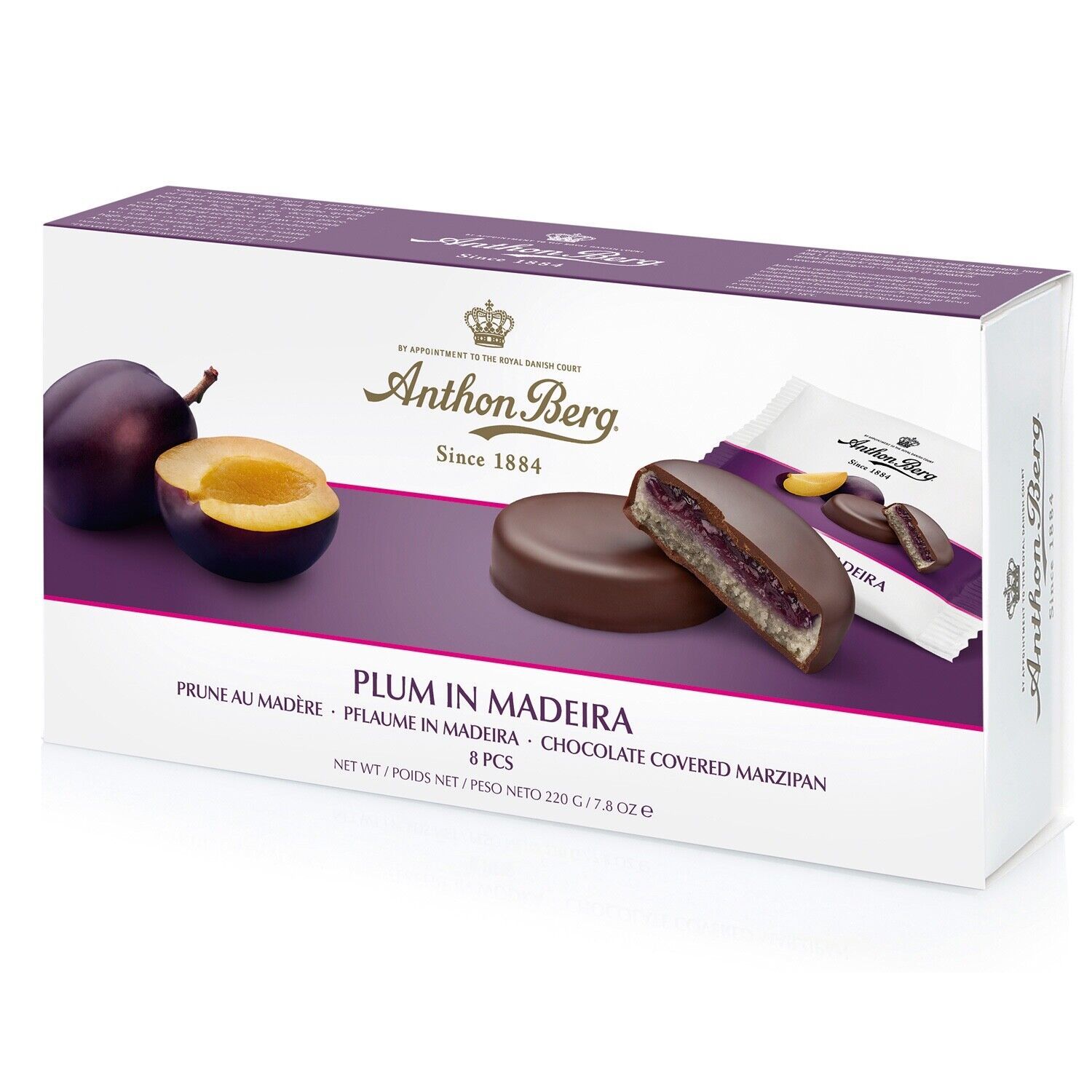 Anthon Berg Plum in Madeira chocolate marzipan cakes 220g GIFT BOX FREE SHIPPING