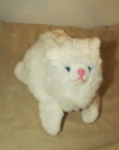 White fuzzy plush cat hand puppet blue eyes pink nose Made W. Germany MB... - $9.89