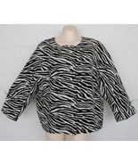 Chico&#39;s 3 XL 16 Black White Zebra Print Zip Front Front Pockets Lined Ja... - $20.79