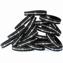 50 Barbed Wire Thin Silver Gray Line Wristband Corrections Officers Pick Size - £31.83 GBP