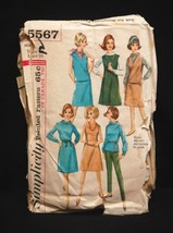Old Vintage 1964 Simplicity Sewing Pattern 5567 Miss Size 14 Weskit &amp; Skirt - $6.92