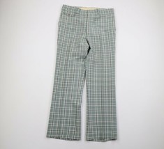 Vtg 70s Rockabilly Mens 36x32 Checkered Plaid Knit Flared Bell Bottoms Pants USA - £141.61 GBP