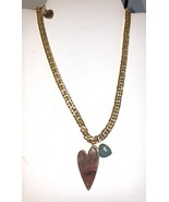 Betsey Johnson Modern asymetrical heart  Necklace new gold pink - $280.16 MXN
