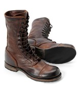Commando&#39;s Distressed Brown Lace Up Combat Long High Leather Ankle Boots... - $159.99+