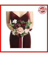 Elegant 7-Inch Red &amp; Blush Bridesmaid Bouquet - Silk Wedding Flowers Kee... - $1,098.26 MXN