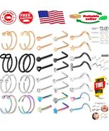 40 PCS 316L Stainless Steel Nose Rings - Stylish Gold Hoops &amp; Elegant Studs - $455.80 MXN