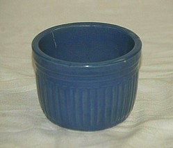 Stoneware Art Pottery Blue Ramekin Window Garden Pot Planter w Ribbed Si... - £21.41 GBP