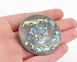 MEXICO 925 Sterling Silver - Vintage Abalone Shell Pattern Brooch Pin - BP1797 - £48.09 GBP