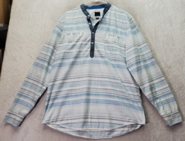 Bar III Shirt Mens XL Blue Sheer Striped Cotton Long Sleeve Button Front Popover - £18.15 GBP