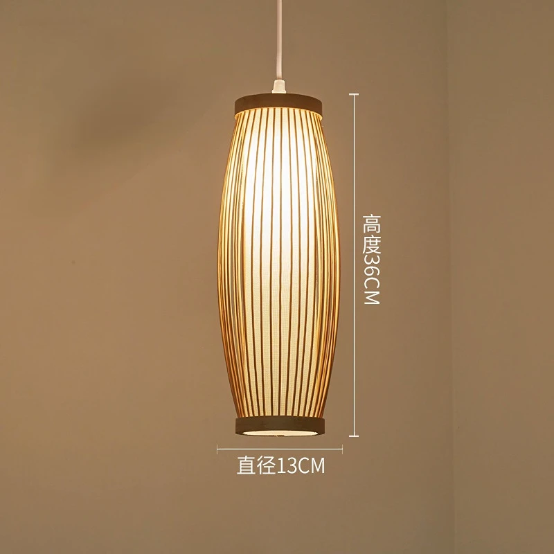 Bamboo Lantern Pendant Lamp  Restaurant Hanging Light Hand-Woven Lampshades E27  - £187.71 GBP