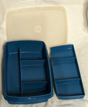 VTG Tupperware Blue Divided Stow-N-Go Sewing Craft Box Organizer 767-13, 768-14 - £9.17 GBP