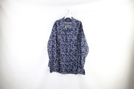 Express Mens 2XL Extra Slim Fit Paisley Collared Long Sleeve Button Shirt Cotton - $39.55