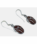 Vintage Taxco Mexico 925 Sterling Silver Wood Inlay Earrings TMA - $29.95