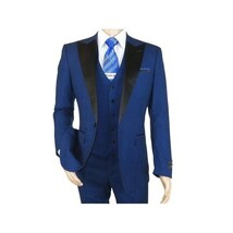 Men's Light Wool Statement Tuxedo Vested Formal Wedding Stage Suit Alberto Blue image 5